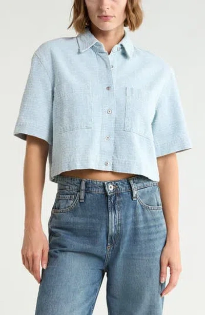 Rag & Bone Lana Textured Cotton Button-up Shirt In Blue
