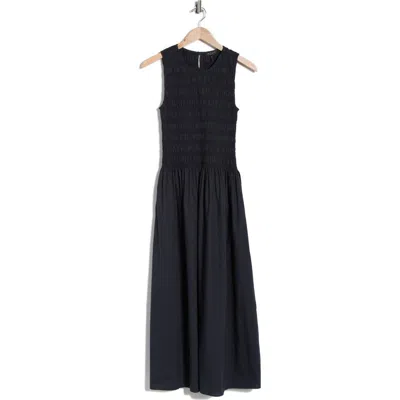 Rag & Bone Lane Sleeveless Smocked Cotton Maxi Dress In Blue