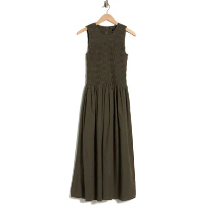 Rag & Bone Lane Sleeveless Smocked Cotton Maxi Dress In Gray