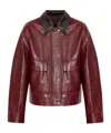 Rag & Bone Lapel Long-sleeved Leather Jacket In Red