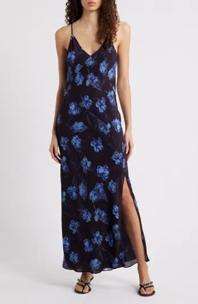 Rag & Bone Larissa Floral Print Sleeveless Maxi Dress In Black