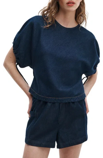 Rag & Bone Laura Tie Cuff Denim Shirt In Blue