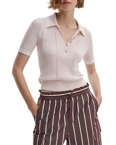 Rag & Bone Laurie Tipped Short Sleeve Polo Sweater In Pink