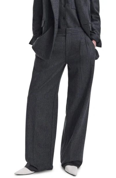 Rag & Bone Lawrence Wide Leg Wool Blend Tailored Pants In Blue