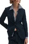Rag & Bone Frank Mixed-media Single-breasted Wool Blazer In Blue