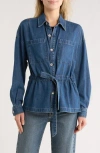 Rag & Bone Layla Tie Waist Denim Shirt Jacket In Blue