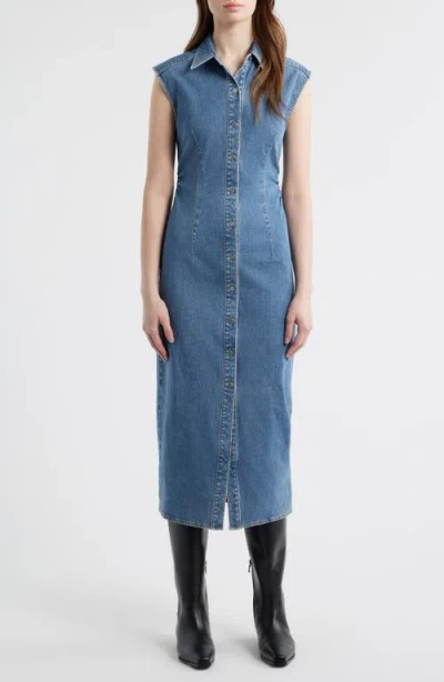 Rag & Bone Leah Airflex Denim Midi Shirtdress In Blue