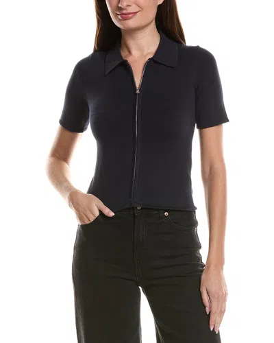 Rag & Bone Leanne Zip Polo Top In Blue