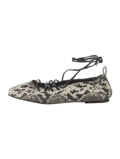 Pre-owned Rag & Bone Leather Animal Print Ballet Flats In White