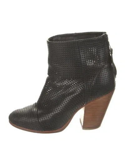 Pre-owned Rag & Bone Leather Animal Print Boots In Black