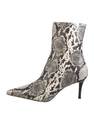 Pre-owned Rag & Bone Leather Animal Print Boots In Black