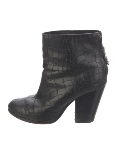 Pre-owned Rag & Bone Leather Animal Print Boots In Black