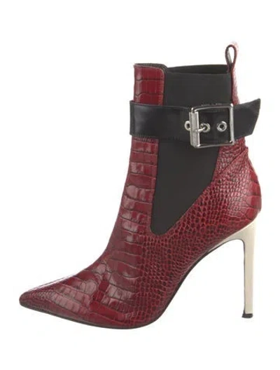 Pre-owned Rag & Bone Leather Animal Print Boots In Red
