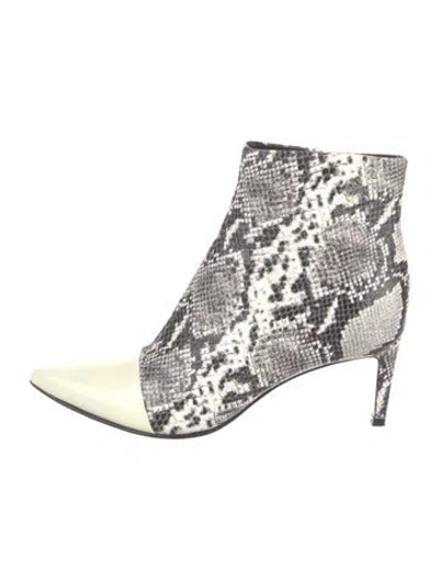 Pre-owned Rag & Bone Leather Animal Print Boots In White