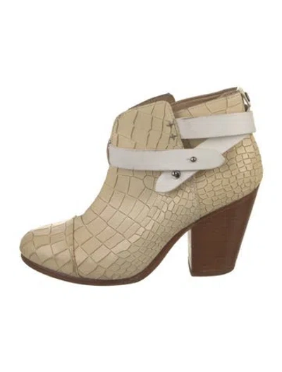 Pre-owned Rag & Bone Leather Animal Print Boots In White
