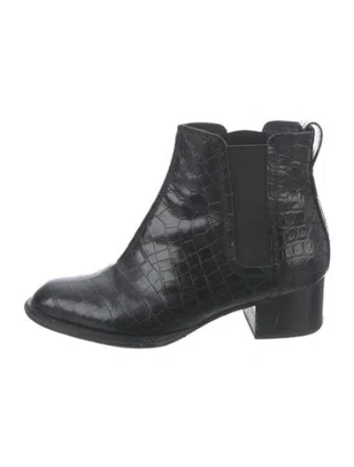Pre-owned Rag & Bone Leather Animal Print Chelsea Boots In Black
