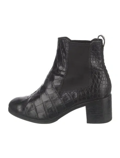 Pre-owned Rag & Bone Leather Animal Print Chelsea Boots In Black