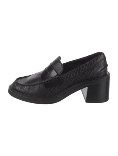 Pre-owned Rag & Bone Leather Animal Print Loafers In Black