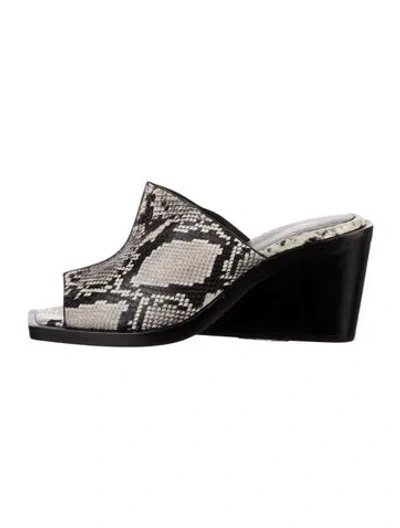 Pre-owned Rag & Bone Leather Animal Print Slides In Black
