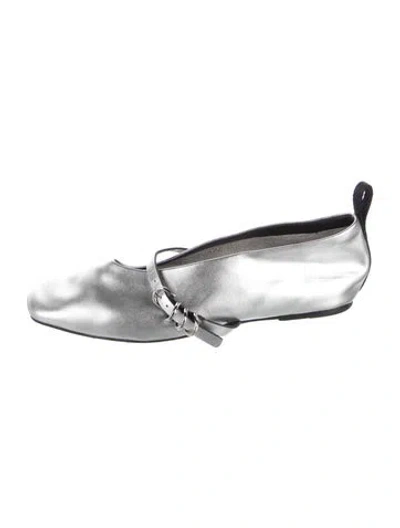 Pre-owned Rag & Bone Leather Ballet Flats In Metallic/silver