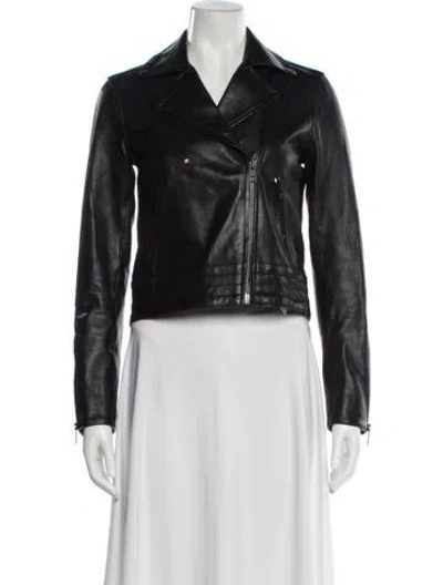 Pre-owned Rag & Bone Leather Biker Jacket In Black