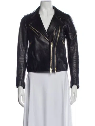 Pre-owned Rag & Bone Leather Biker Jacket In Black