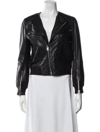 Pre-owned Rag & Bone Leather Biker Jacket In Black
