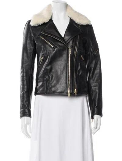Pre-owned Rag & Bone Leather Biker Jacket In Black