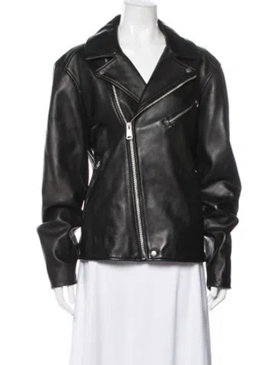 Pre-owned Rag & Bone Leather Biker Jacket In Black