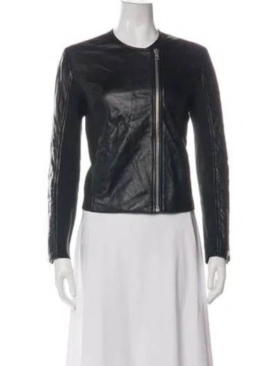 Pre-owned Rag & Bone Leather Biker Jacket In Black