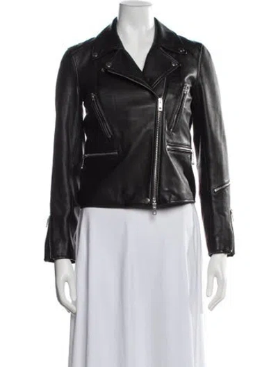 Pre-owned Rag & Bone Leather Biker Jacket In Black