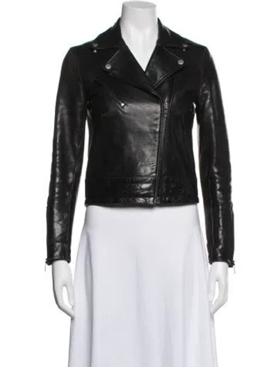 Pre-owned Rag & Bone Leather Biker Jacket In Blue