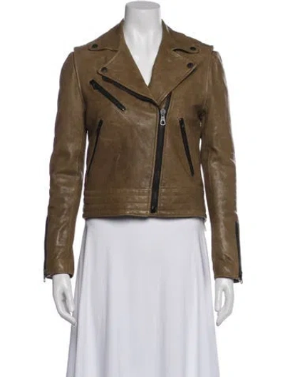 Pre-owned Rag & Bone Leather Biker Jacket In Brown