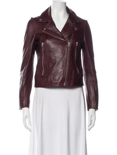 Pre-owned Rag & Bone Leather Biker Jacket In Brown