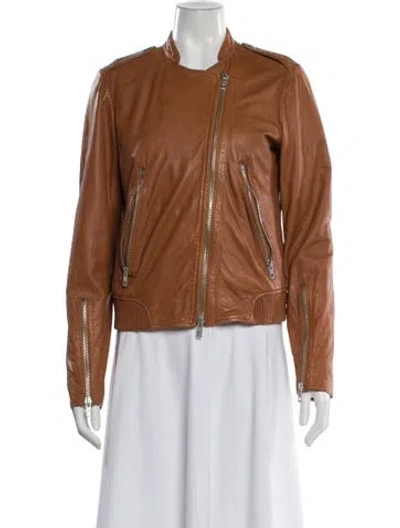Pre-owned Rag & Bone Leather Biker Jacket In Brown