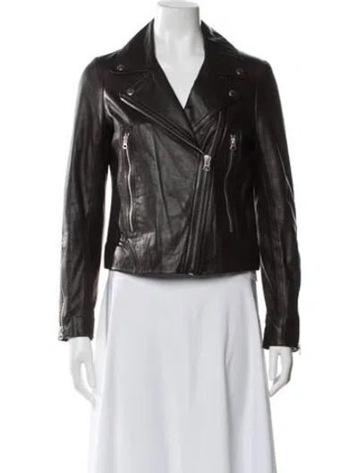 Pre-owned Rag & Bone Leather Biker Jacket In Brown