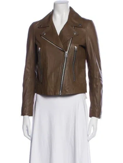Pre-owned Rag & Bone Leather Biker Jacket In Brown