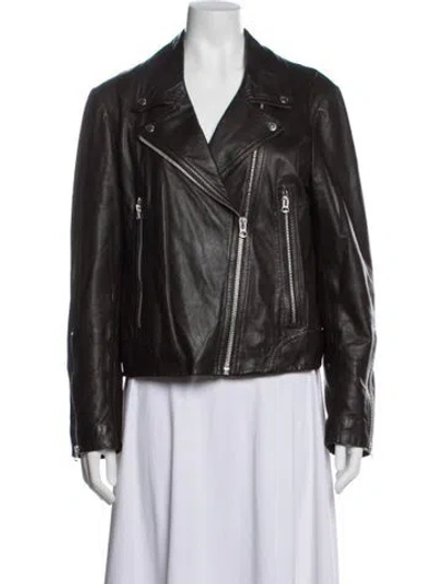 Pre-owned Rag & Bone Leather Biker Jacket In Brown