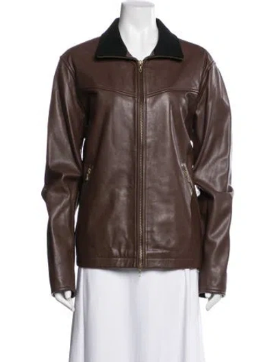 Pre-owned Rag & Bone Leather Biker Jacket In Brown