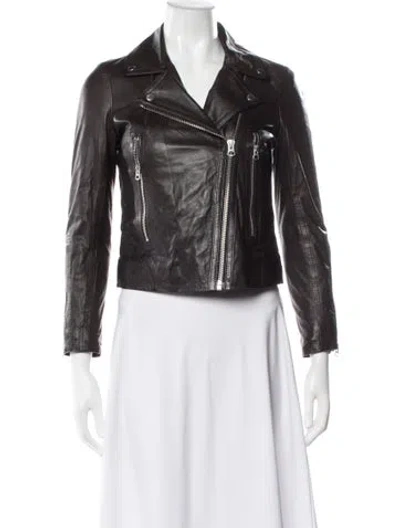 Pre-owned Rag & Bone Leather Biker Jacket In Brown
