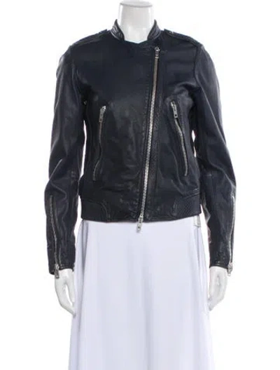 Pre-owned Rag & Bone Leather Biker Jacket In Gray