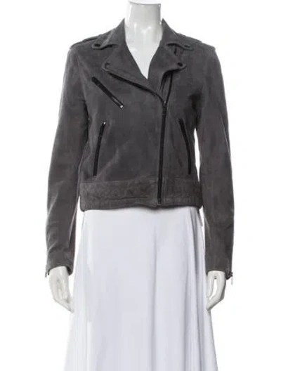 Pre-owned Rag & Bone Leather Biker Jacket In Gray