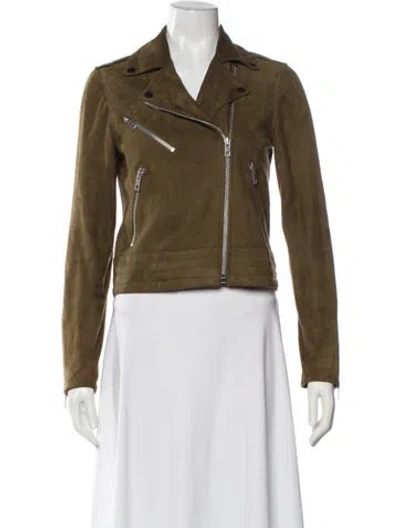 Pre-owned Rag & Bone Leather Biker Jacket In Green