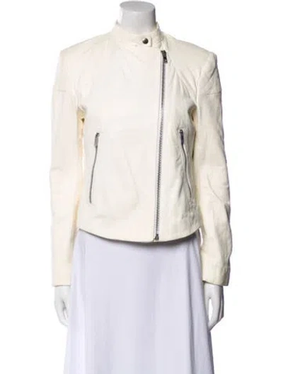 Pre-owned Rag & Bone Leather Biker Jacket In Neutral