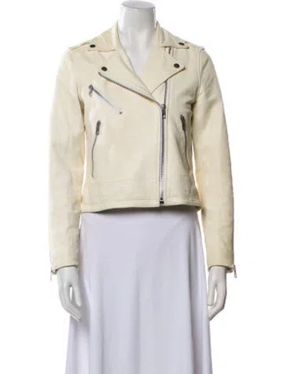 Pre-owned Rag & Bone Leather Biker Jacket In Neutral