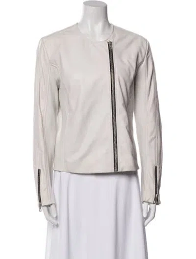 Pre-owned Rag & Bone Leather Biker Jacket In Neutral