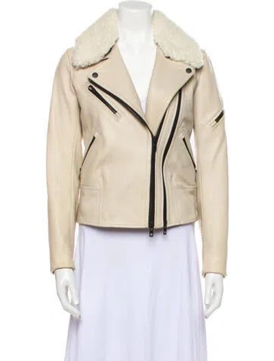 Pre-owned Rag & Bone Leather Biker Jacket In Neutral