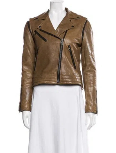 Pre-owned Rag & Bone Leather Biker Jacket In Neutral