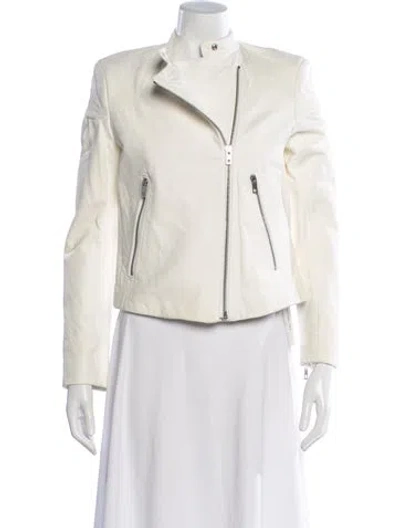 Pre-owned Rag & Bone Leather Biker Jacket In Neutral