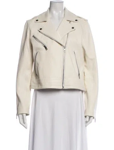 Pre-owned Rag & Bone Leather Biker Jacket In Neutral
